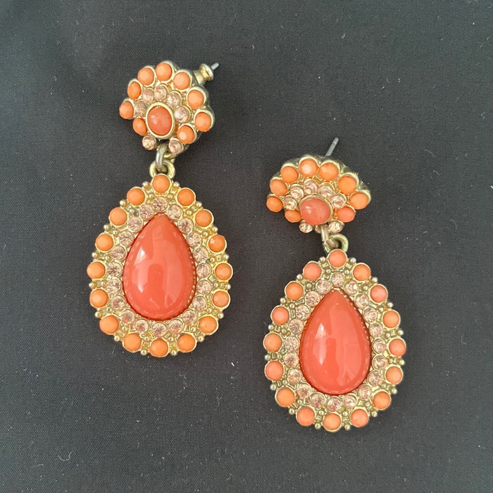 Coral color drop earrings